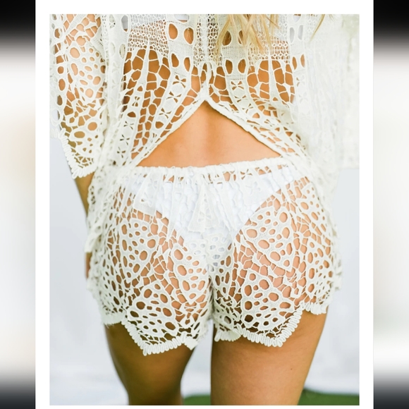 Like New◇Off-White Eberjey Spearhead Sam Bridal Shorts 100% cotton Med/LG - Picture 3 of 10